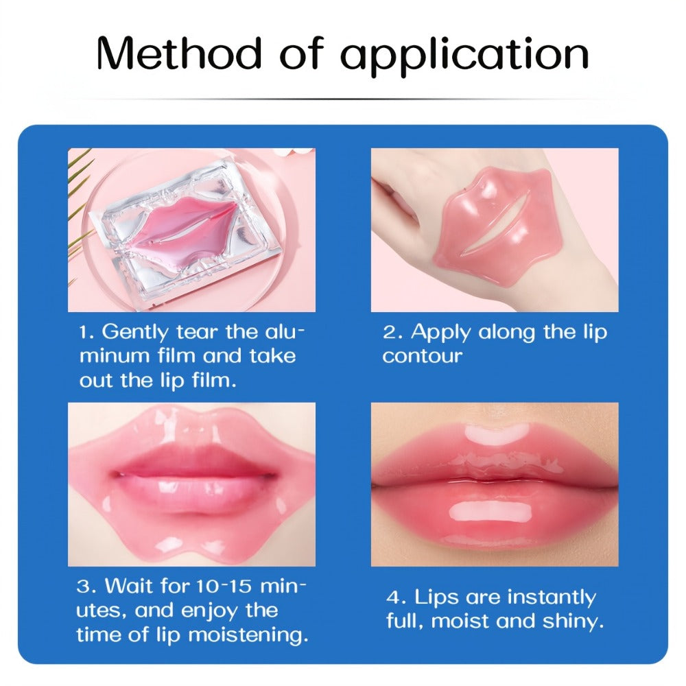 Lip Mask 50pcs Crystal Pink Moisturizing Deeply Hydrating Lip Patches for Dull Dry Lips Plumping Pink Fresh Look Gift for Women Mothers Bulk Gift Set