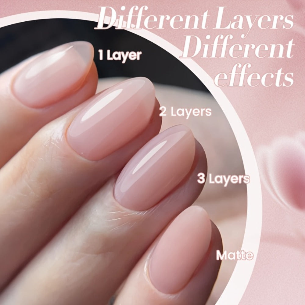 BORN PRETTY 0.34oz Jelly Gel Nail Polish Pink Nude Transparent Skin Color Soak Off LED Jade Nail Art Semi Permanent Varnish