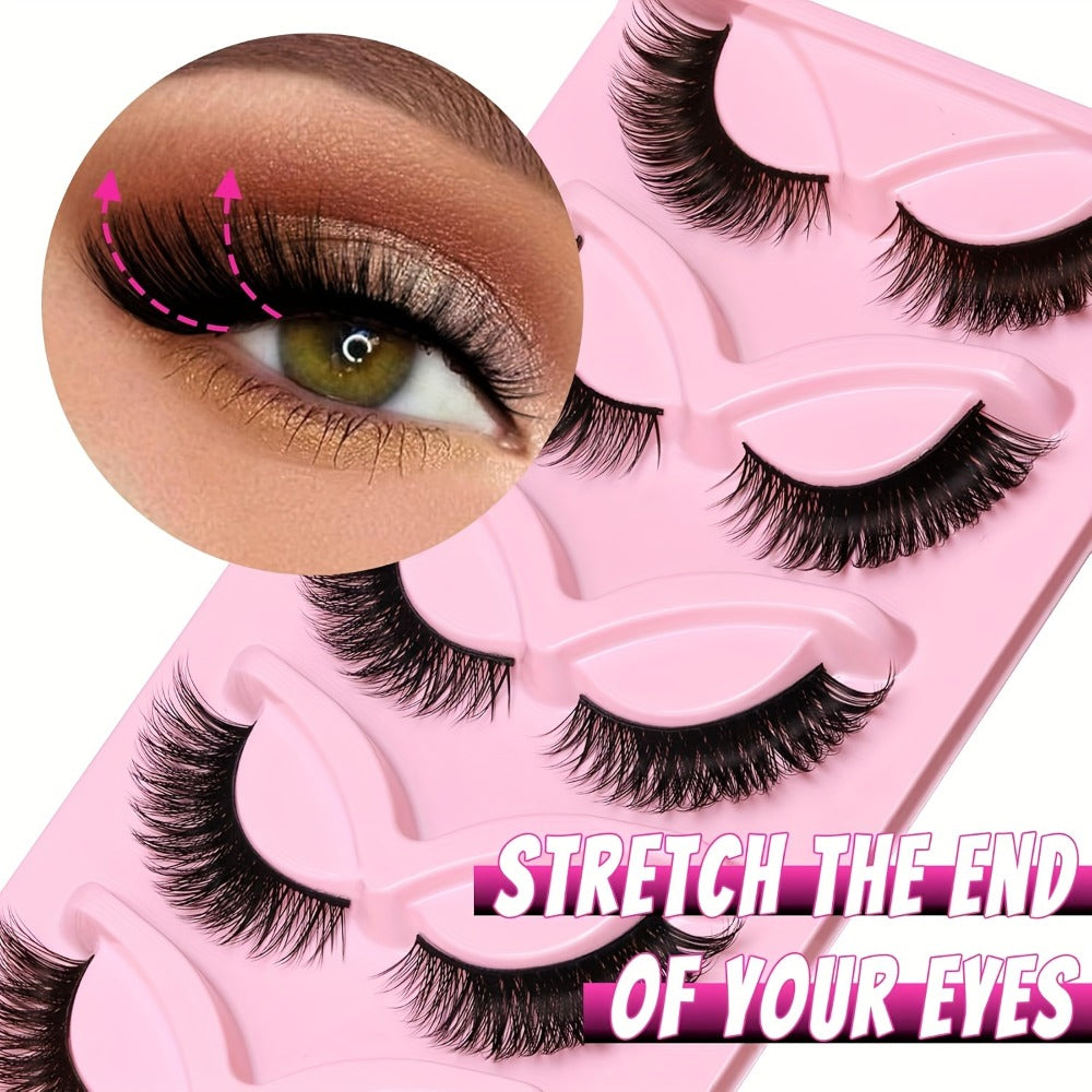 30pcs Long Cat Eye Lashes - Festive Gift Wispy, Lengthened, Voluminous, And Striking False Eyelashes for a Seductive Appearance - Reusable Strip Lashes for Stunning Eye Makeup