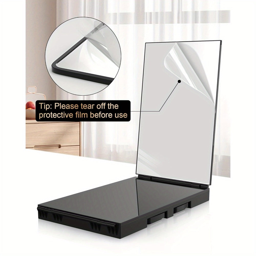 Self Hair Cutting Mirror 360° View 3-Way Anti-Fog HD Glass with 10X Magnifying Mirror - Height Adjustable Door Wall Table Mount DIY Barber Mirror for Home