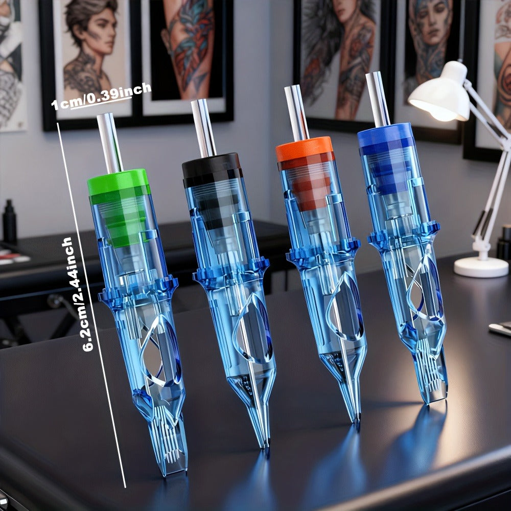 50pcs/set Blue Whale tattoo ink cartridge needles, ten different models, disposable mixed size tattoo needles, standard circular inner liner made of high-quality materials, suitable for tattoo artists and beginners in human art design tattoo products
