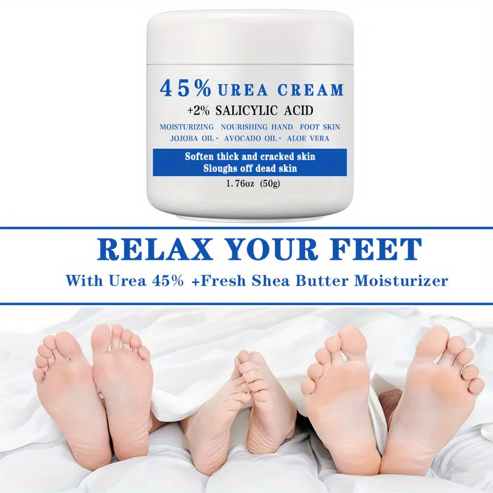 Foot Cream 45% Urea & 2% Salicylic Acid | Cracked Heel Repair Lotion for Dry Rough Thick Skin | Exfoliating Dead Skin Softening & Repairing Foot Care Treatment 1.76oz