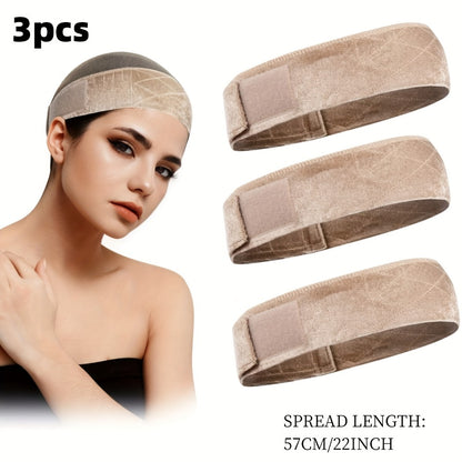 Velvet Wig Caps 3 Pack for Women Adjustable Non-Slip Breathable Comfortable Wig Cap for Lace Front Wigs Wig Stands Mannequin Beige Black Brown