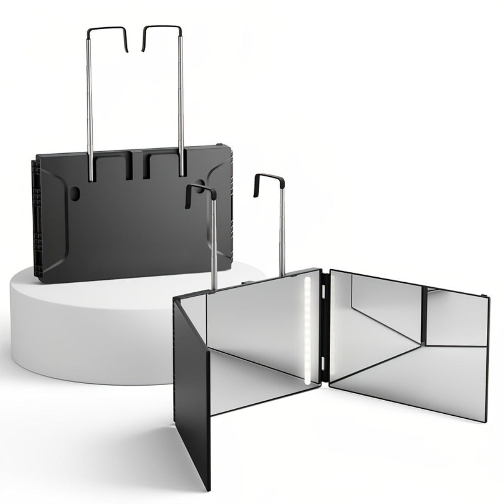 360-Degree Viewing Angle Hair Cutting Mirror, 3-Way Self Haircut Mirror with Clear Anti-Fog HD Glass, USB Rechargeable, Beauty And Personal Care, Barber's Mirror, An Ideal Choice for Gifts, Wedding Makeup Mirror Which Can Illuminate Your Beauty