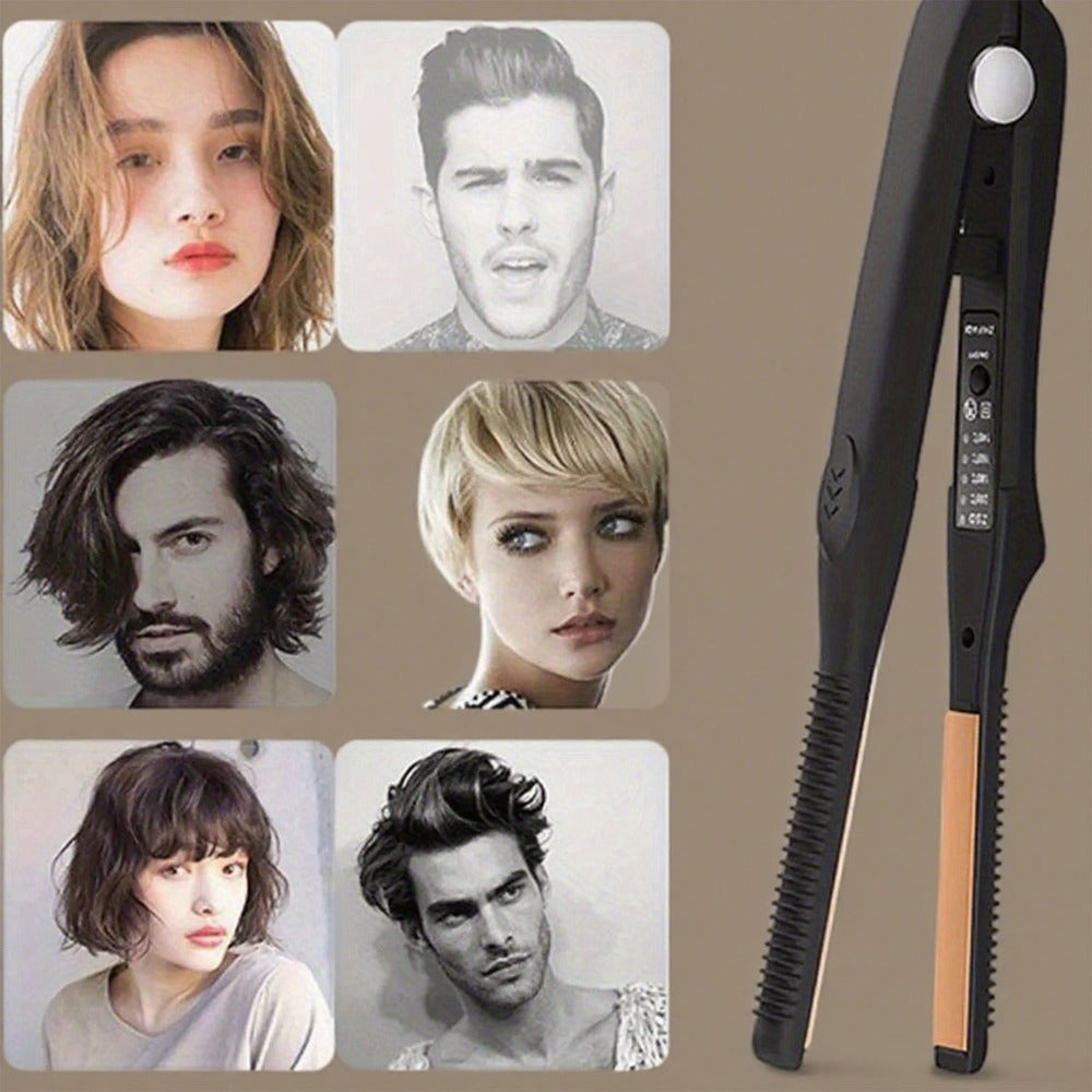 2-In-1 Hair Straightener, Ceramic Curling Iron with Adjustable Temperature, Portable Hair Straightener for Short Hair And Beard, Ultra-Fine Styling Tool