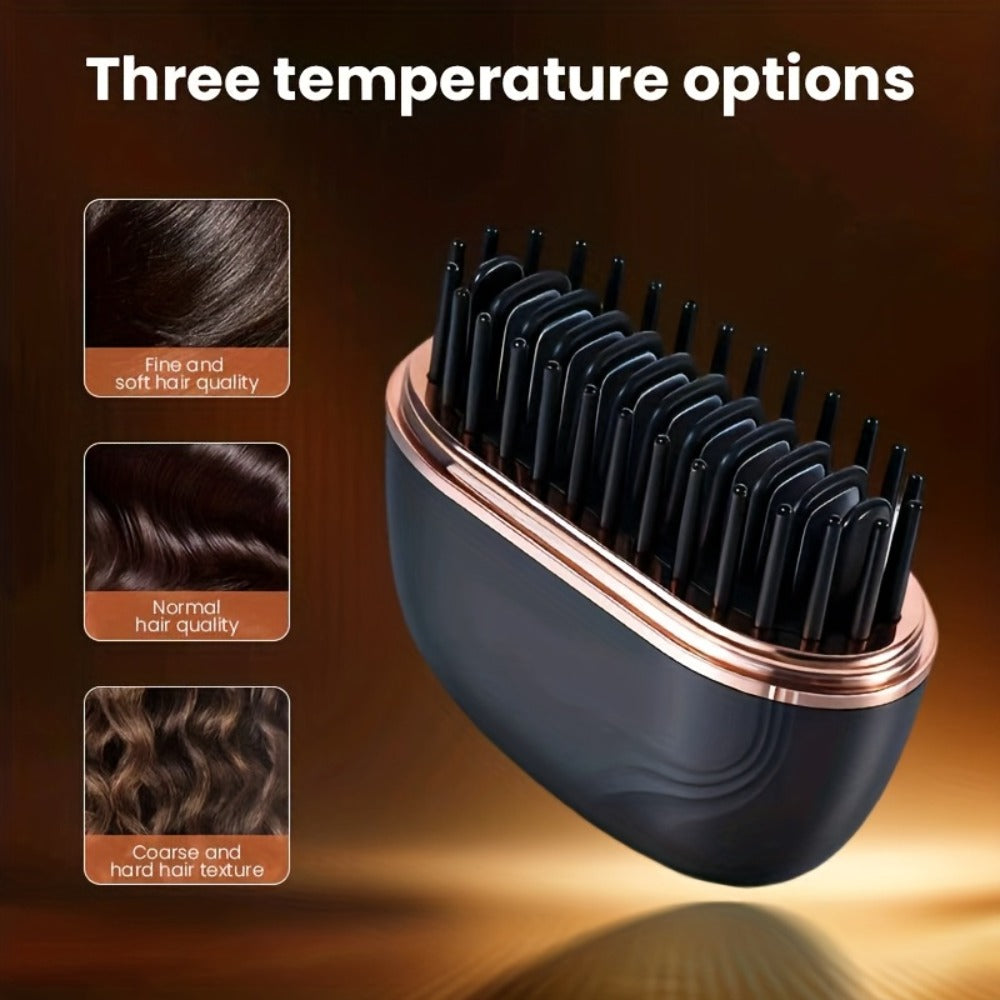 Mini, Compact & Portable Pocket-Sized Straightening Brush, Mini Hot Comb, USB Rechargeable, Mini Flat Iron, Bangs Styling, Lightweight Brush, Compact Design, Durable Construction, Fast, Styling Comb, Perfect for Students Busy Professionals