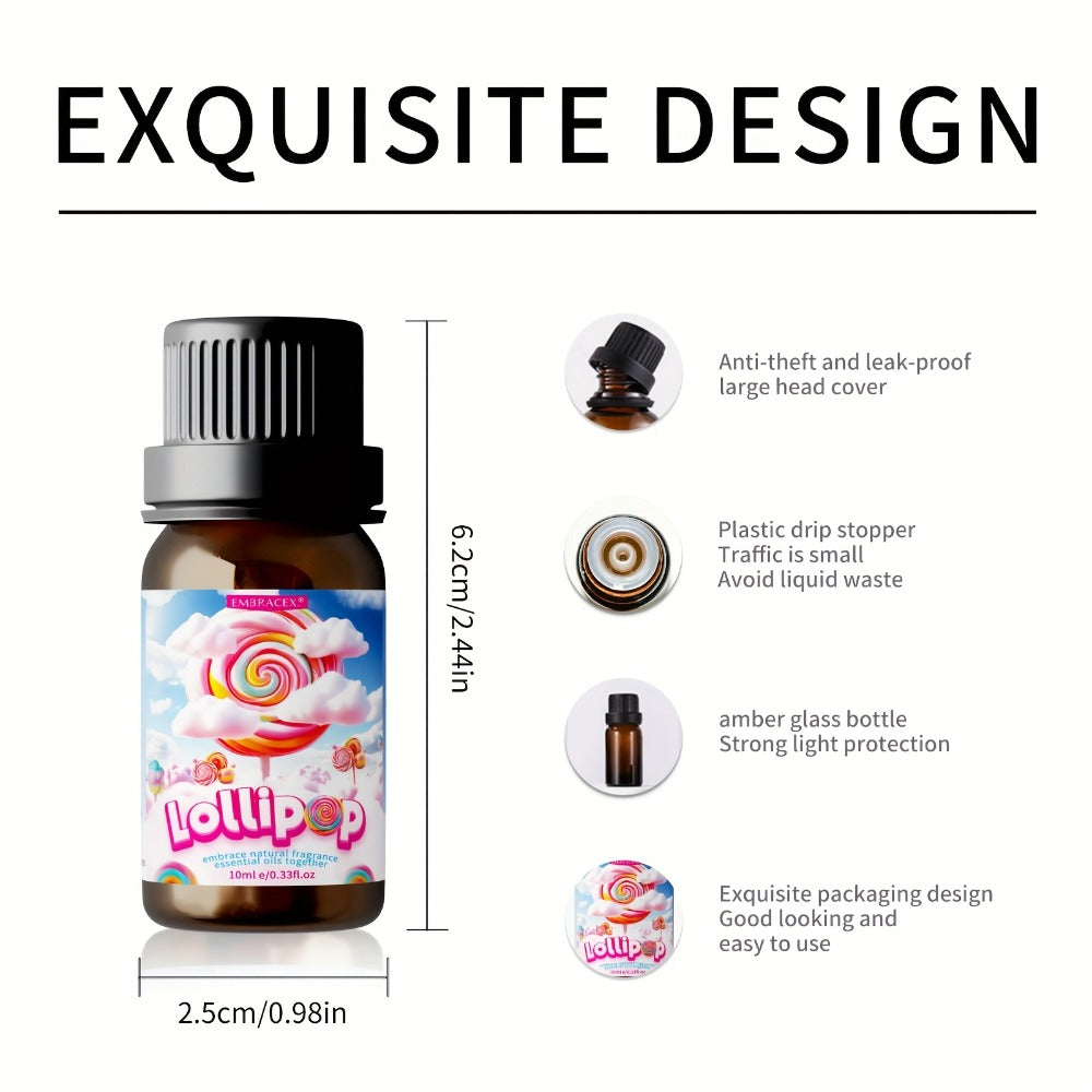 10ml/0.33oz Lollipop Scented Essential Oil - Alcohol-Free, Long-Lasting Sweet Fragrance for s, Men & Women, Sensitive Light Beige, Light Beige Toning Facial Care, Body Massage, Diffuser, DIY Candle/Soap Making, Gift Choice (All Light Beige Types)