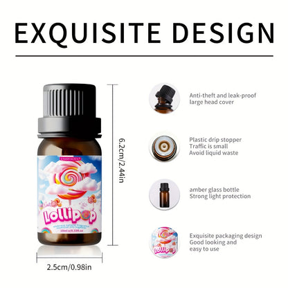 Lollipop Essential Oil 10ml Alcohol Free Long Lasting Sweet Fragrance for Diffuser Body Massage DIY Candle Soap Making Gift for Men Women