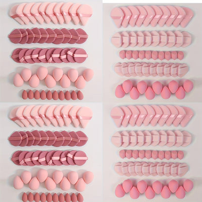 Makeup Sponge & Cushion Puff Set 50Pcs Ultra-Soft Velvet Latex-Free Blending Sponges Cushion Compacts for Liquid Foundation Concealer Wet Dry Use Pink Deep Pink