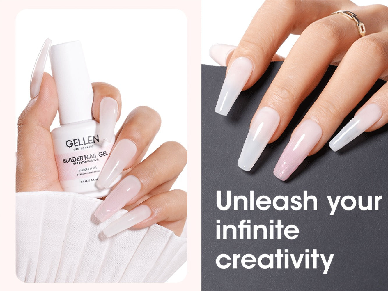 Gellen Builder for Nail Gel, 7-In-1 Clear Gel Builder for Nail Thickening 2pcs, LED for Nail Lamp Cured Hard Gel for Nail Strengthener Extension Gel Base Rhinestone for Nail Glue Gel Soak Off Gel Builder Base for Nail Art, 15Ml 0.51Fl Oz