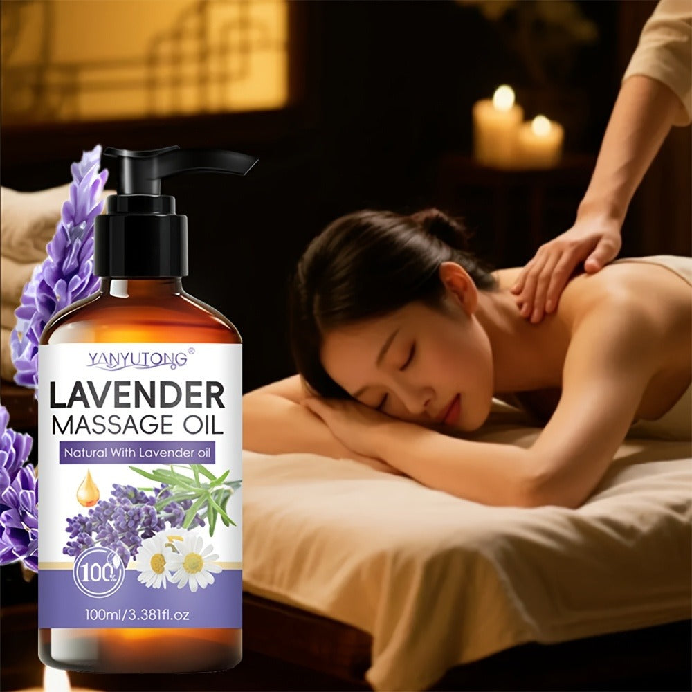 [Natural]3.38oz Lavender Massage Oil - Nourishing & Hydrating Formula with Lavender, Suitable for All Skin Types, Couples & Massage Use, Gentle & Non-Irritating, Must-Have Skincare Essential | Natural Ingredients | Ideal Holiday Gift