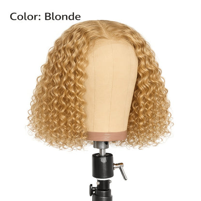 Deep Wave Curly Bob Wig Glueless Rose Net Cap - Secure Fit Short Curly Wig for Women Burgundy Golden Dark Brown Light Brown 14 Inch