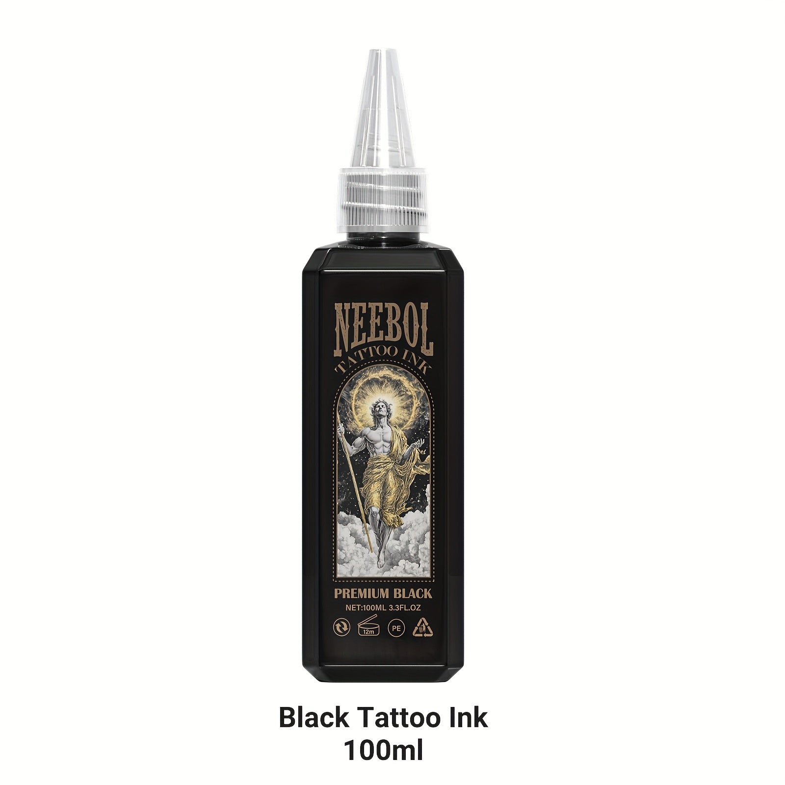1pc, Neebol Premium Black Tattoo Ink, Super Dark Black, for Outlining, Shading & Blending, Premium Shading Solution, Evenly Vibrant And Bright, Tattoo Supply, Long Lasting Body Art Standard, Makeup Easter Gifts for Tattoo Artists & Beginners