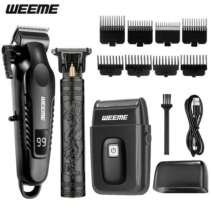 Men's Grooming Kit 3-in-1 Hair Clipper Trimmer Shaver Set USB Rechargeable Cordless Electric Hair Cutting Kit for Men Home Barber Gift for Boyfriend Father