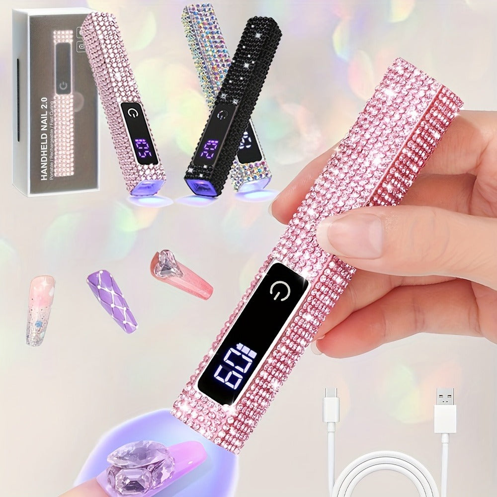 LCD Screen Handheld Nail Lamp 8X Fast Curing LED Light Visual Timer Touch Screen Gel Nail Lamp Cordless Nail Dryer, Suitable for Home Salon