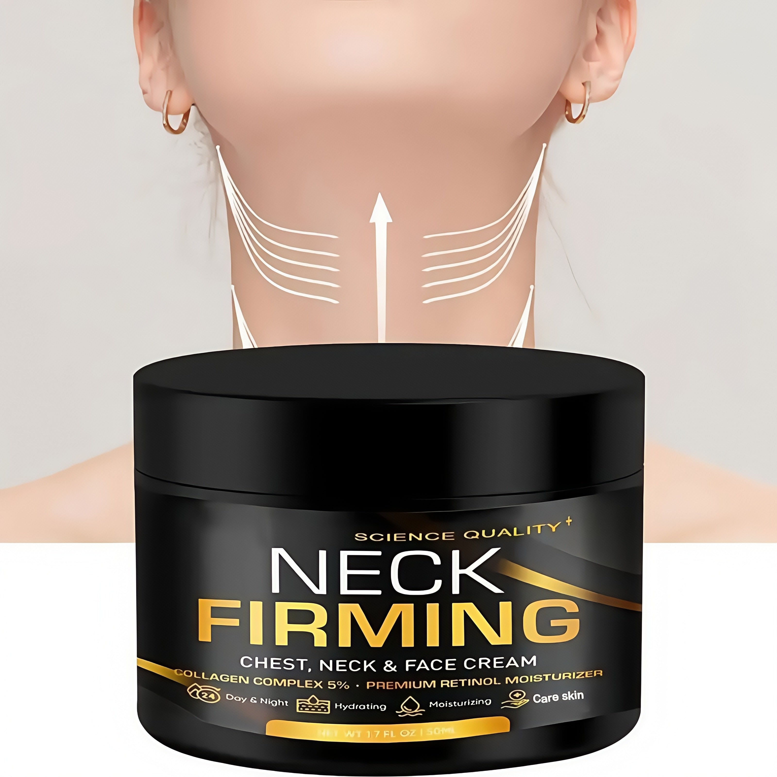 1.69oz Advanced Retinol Neck Firming Cream Suitable for Skin Types - Collagen & Hyaluronic Acid, Night Cream for Face, Chest & Neck, Day/Night Moisturizer for Lifting, Hydration & Firming Gel