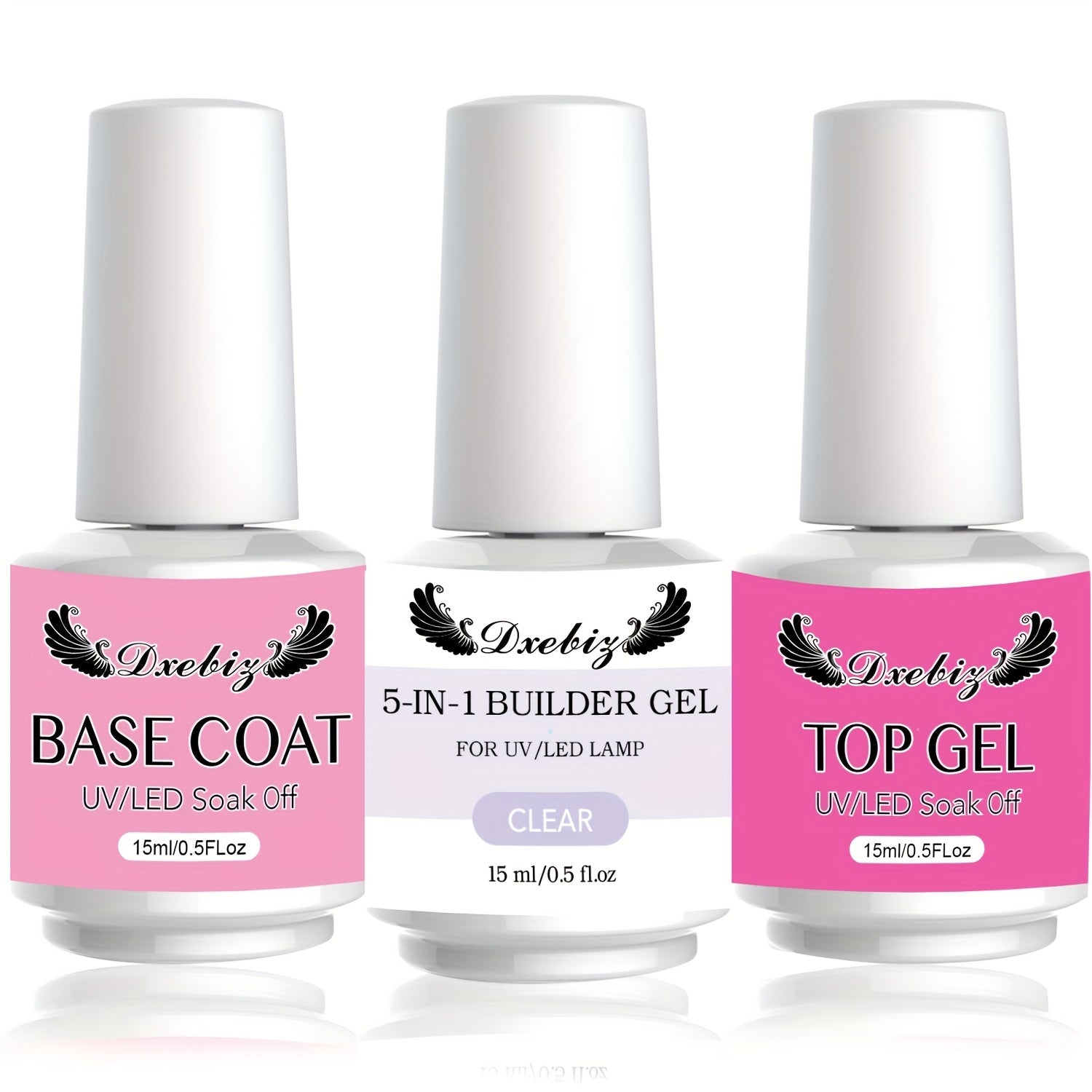 5in 1 Builder Gel Nail Kit: Clear Nail Builder Gel with Primer 0.51oz Builder Nail Gel for Nail Strengthening Gel with Nail Brush And Nail Repair Nail Extension Gel Kit Beginner Set for Home DIY