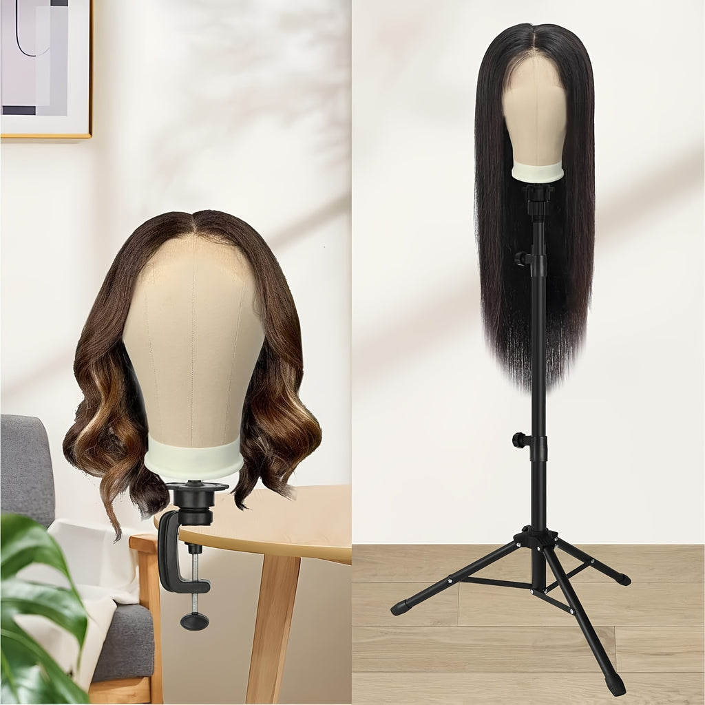 Wig-Making Mannequin Heads in Sizes 21 to 24 Inches, Crafted from Durable Materials, Featuring Holes for Styling And Display Headbands. Ideal for Creating And Displaying Lace Wigs, The Set Comes with a Sturdy Stand, Needles, And Wig Caps
