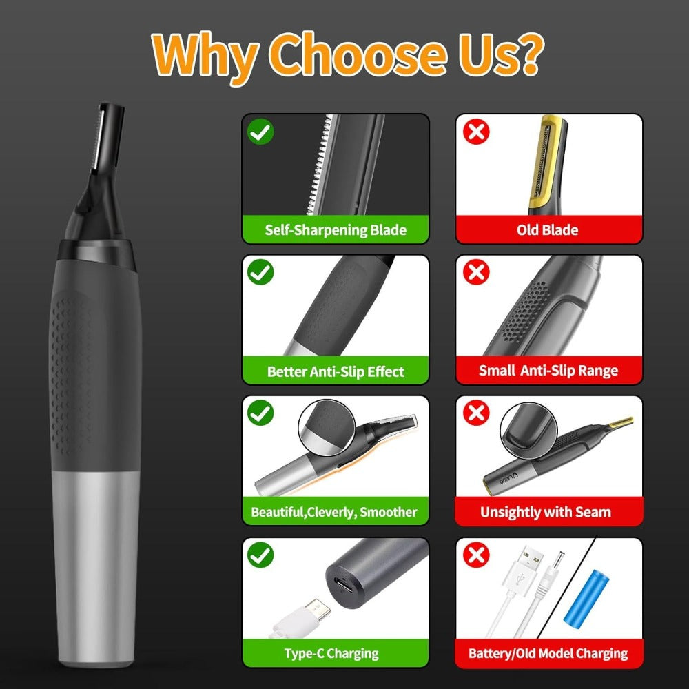 Eyebrow Trimmer for Men, Rechargeable Ear and Nose Hair Trimmer - Electric Detail Trimmer for necklines, sideburns, Ear Hair Trimmer