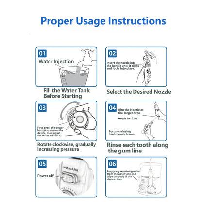 Water Flosser Electric Dental Cleaner Oral Irrigator - Portable Cordless Teeth Cleaner Water Dental Floss for Home Use Braces Bridges Gum Care Blue Purple