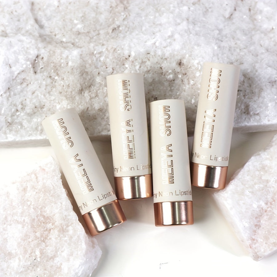 3pcs Nude Brown Pearlescent Lipstick Chewy Golden Metallic Texture with Golden Bling Glitter Lipstick Suitable for All Light Beige Daily Light Makeup Plain Face Available for Music Festival