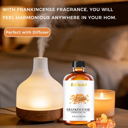 Essential Oil Set 4.06 oz — Frankincense, Lemon, Lemongrass & Rosemary Pure Essential Oils for Massage, Bath, Hair, Skin & Nail Care, Aromatherapy Gift for Women, Mother’s Day Gift