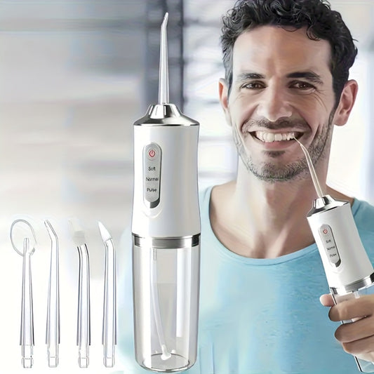 Water Flosser Electric Oral Irrigator with Precision Pressure Control, 360° Rotating Nozzle, Deep Clean Teeth & Gums, Replaceable Heads, USB Rechargeable, for Home & Travel Use