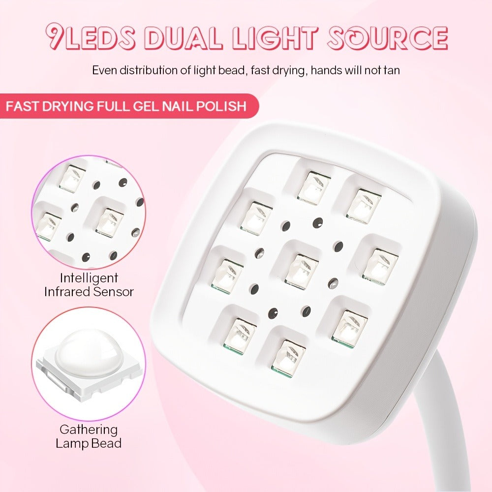 1pc AnnaBeauty Professional Nail Lamp with /LED Dual Light, Quick-Dry Nail, Auto Sensor/Timer (30', LCD Display, Portable Nail dryer with Gooseneck Arm for Home Salon, Gel Polish, USB-Powered (No Adapter Needed) - Formaldehyde-Free, Salon Equipment, Compa