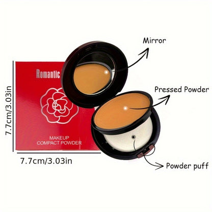 Contour & Foundation Powder Palette 6 Shades Matte Full Coverage Oil Control Waterproof Blush Bronzer Highlighter with Blending Puff Light to Dark Natural Finish