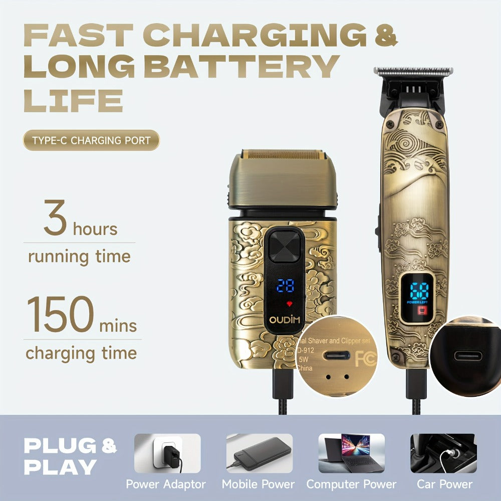 Foil Shaver for Men — Electric Razor, Beard & Mustache Trimmer, Cordless Head Shaver for Bald Men | Barber Shears Haircutting Kit | Father's Day Gift for Dad