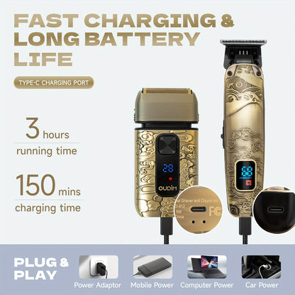 Foil Shaver for Men — Electric Razor, Beard & Mustache Trimmer, Cordless Head Shaver for Bald Men | Barber Shears Haircutting Kit | Father's Day Gift for Dad