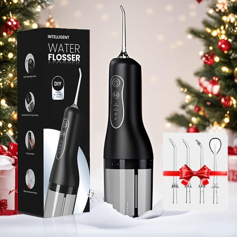 Water Flosser, Water Flossing Wand, 4 Adjustable Modes, Includes 4 Nozzles, Rechargeable Cordless Oral Irrigator, Portable IPX7 Waterproof, Dual-Use for Home And Travel, Black Edition, Christmas Gift