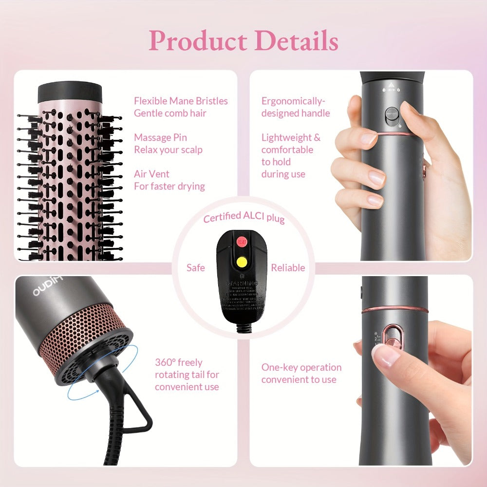 Hot Air Comb For Women, Negative Ion, 5-in-1 Styling Comb Set, Hair Dryer, Massage Straightening Comb, Round Curling Iron And Brush, Oval Styling Comb, Interchangeable Head, Gifts For Mother'S Day, Girl Stuff, Wow Hair Products