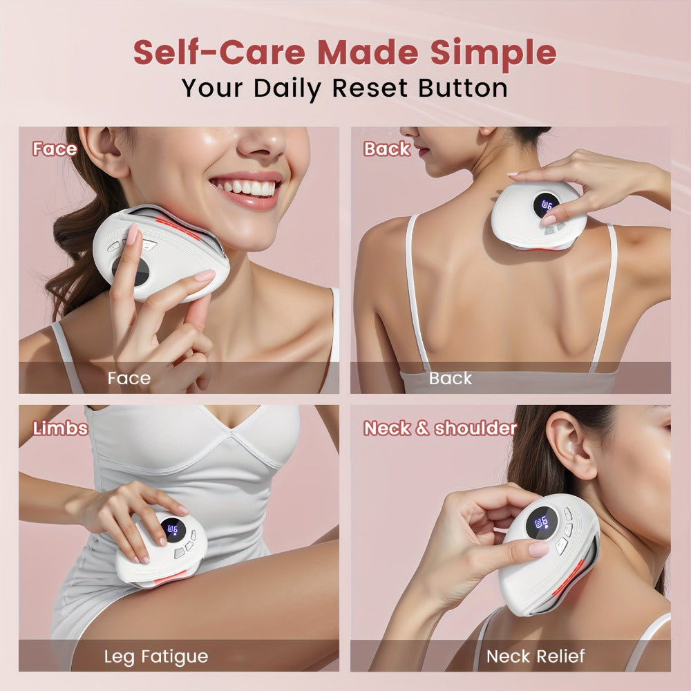 Pink Electric Gua Sha Facial Sculpting, 9 Speeds for Vibration And Another 9 Speeds for The Heat