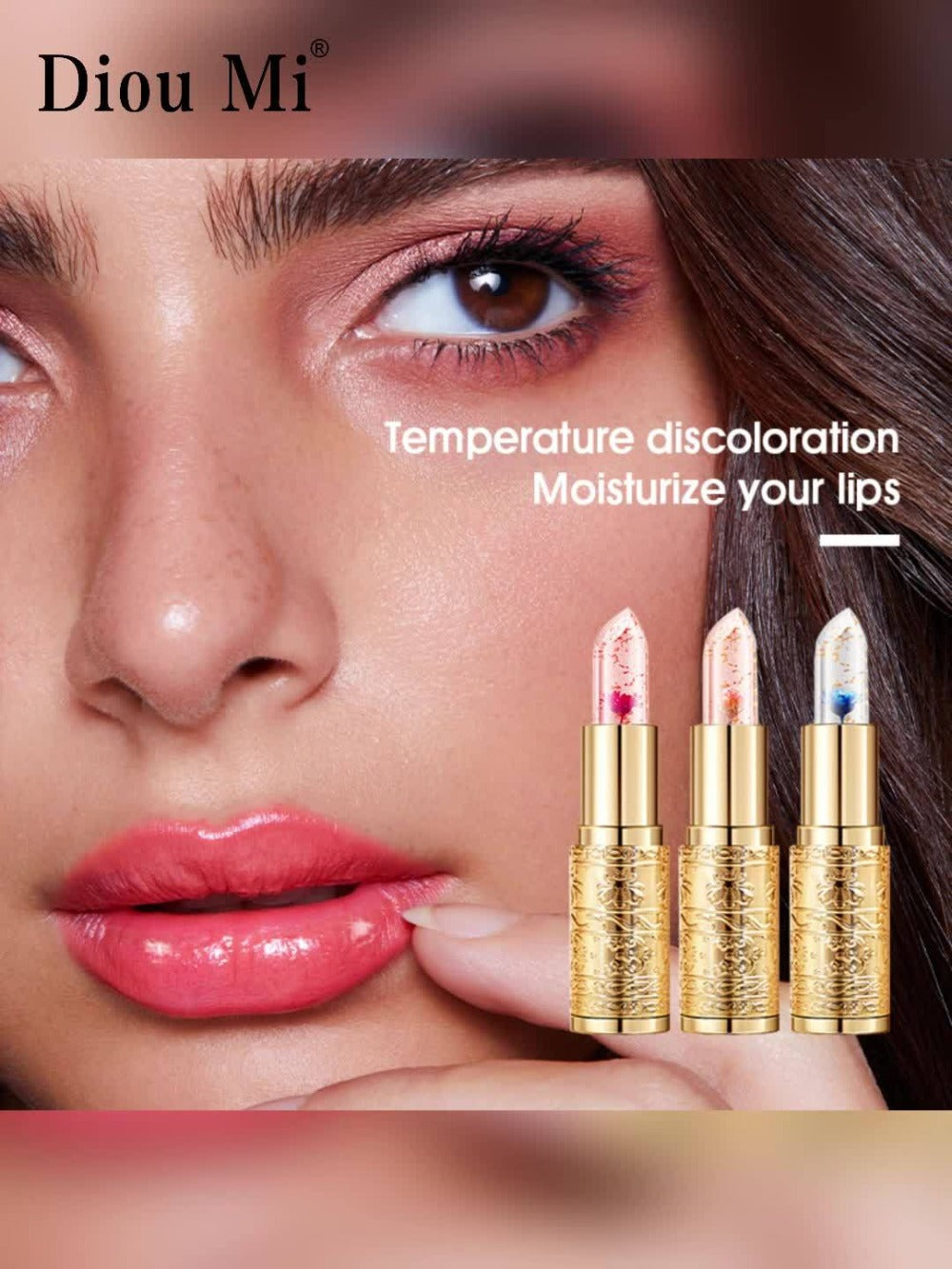 Color Changing Lipstick Set 6-Pack Jelly Flower Lip Balm Temperature Activated Tint Hydrating Squalane Formula Long Lasting Moisturizing Lip Gloss