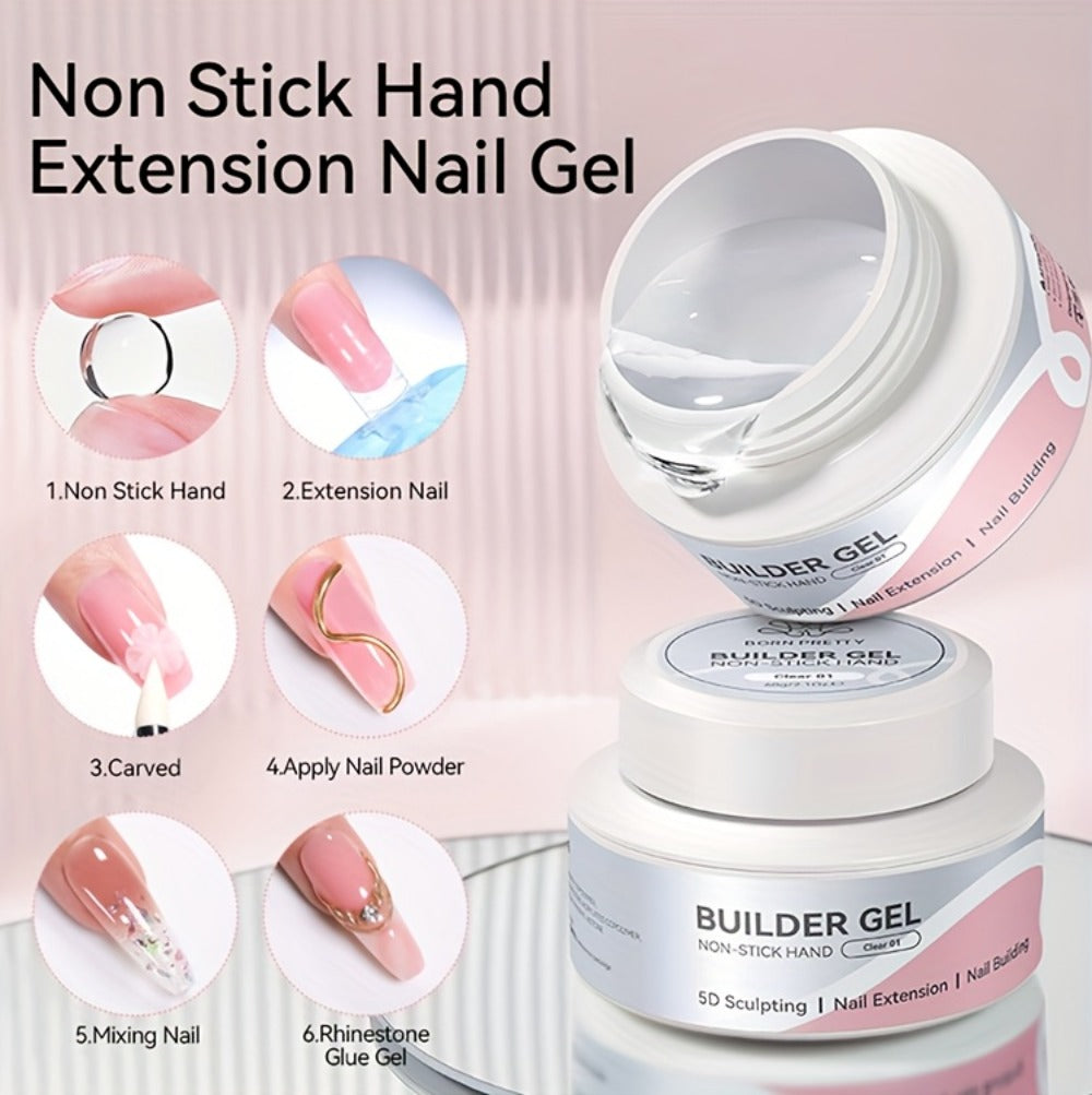 BORN PRETTY 60G Sculpting Gel No-Sticky Quick Extension Nail Gel Polish Clear Milky White 3D Carving Molding Glue Soak Off Construction Gel Vernis