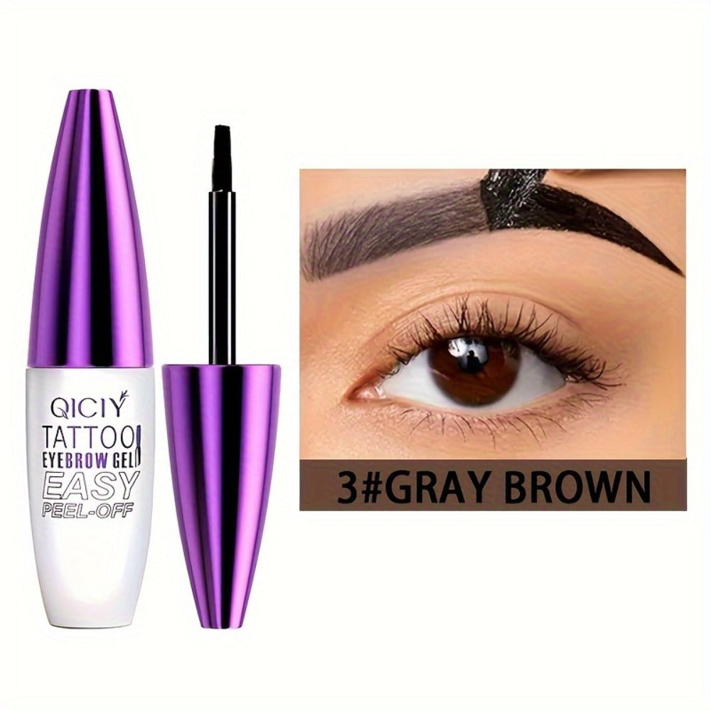 Tattoo Eyebrow Gel 4-Pack Semi-Permanent — Waterproof Long-Lasting Eyebrow Tint Cream with Plant-Based Squalane, Easy Peel-Off, 4 Shades All Skin Types