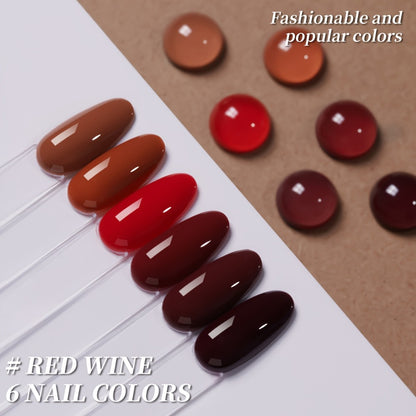 Gel Nail Polish Set 6 Colors Jelly Nude Pink Translucent Soak Off LED UV Gel Nail Kit Photo Frame Bottle Gift for Women Home Salon DIY Manicure
