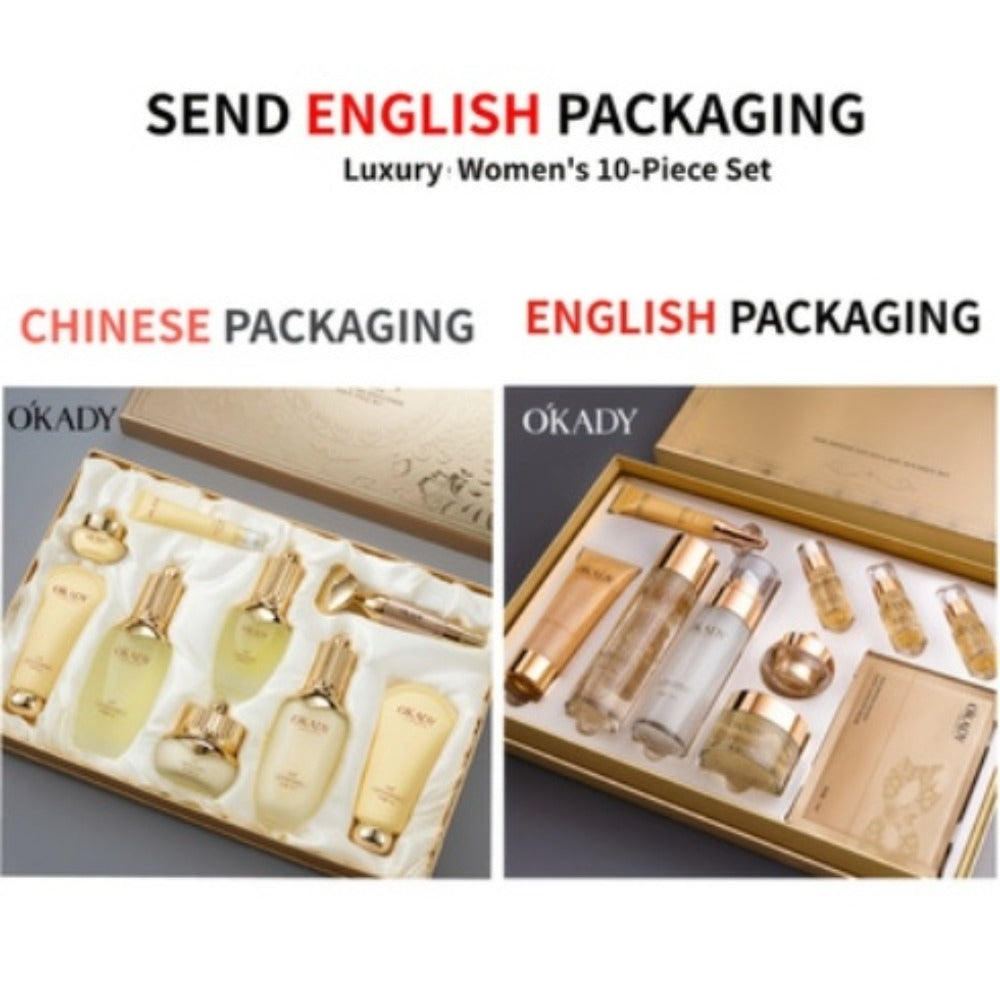 Ginseng Skincare Set 9-Piece OKADY Anti-Aging Alcohol-Free Hypoallergenic Cleansing Purifying Quick Absorbing Facial Skincare Kit Gift for Women Mom Girlfriend