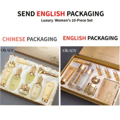 Ginseng Skincare Set 9-Piece OKADY Anti-Aging Alcohol-Free Hypoallergenic Cleansing Purifying Quick Absorbing Facial Skincare Kit Gift for Women Mom Girlfriend