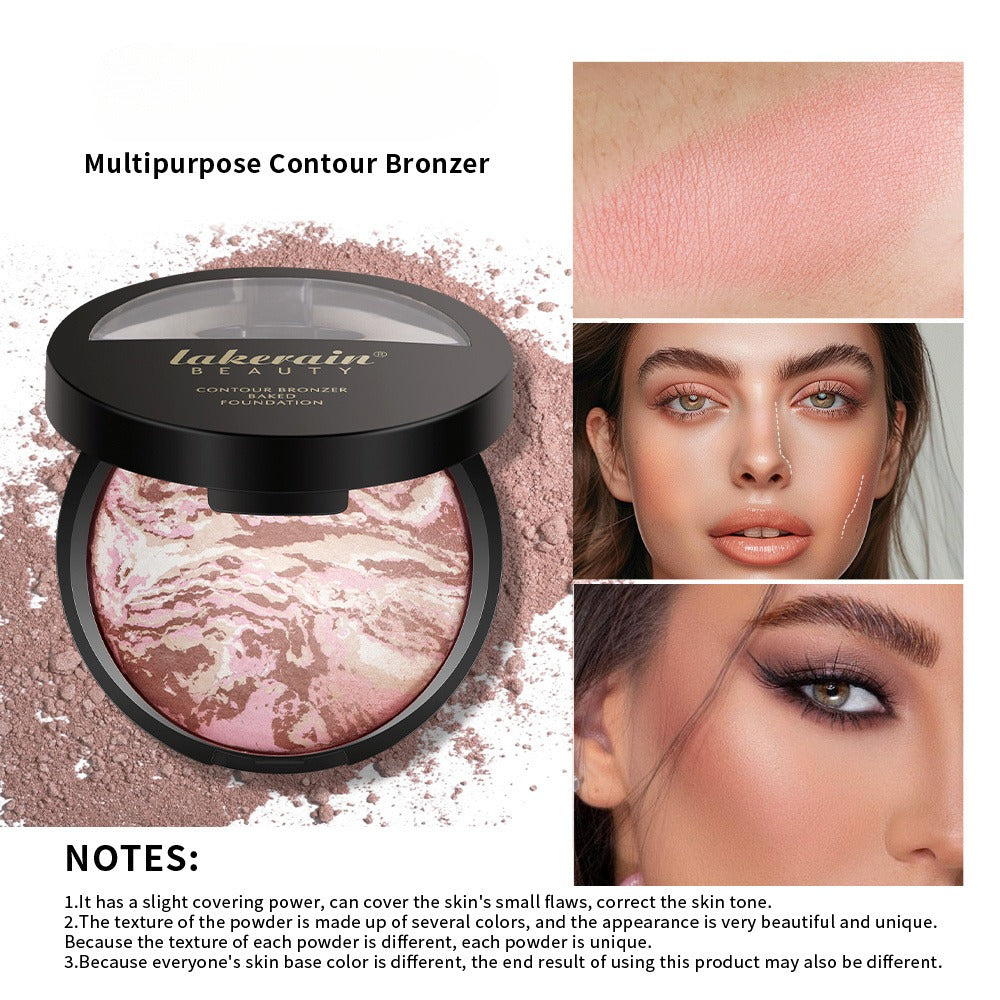 Marble Baking Palette Set — Contour Blush Highlight & Nose Shadow Powder | 4-in-1 Face Palette | All Skin Types | 2-Piece Kit for Everyday & Glam Looks