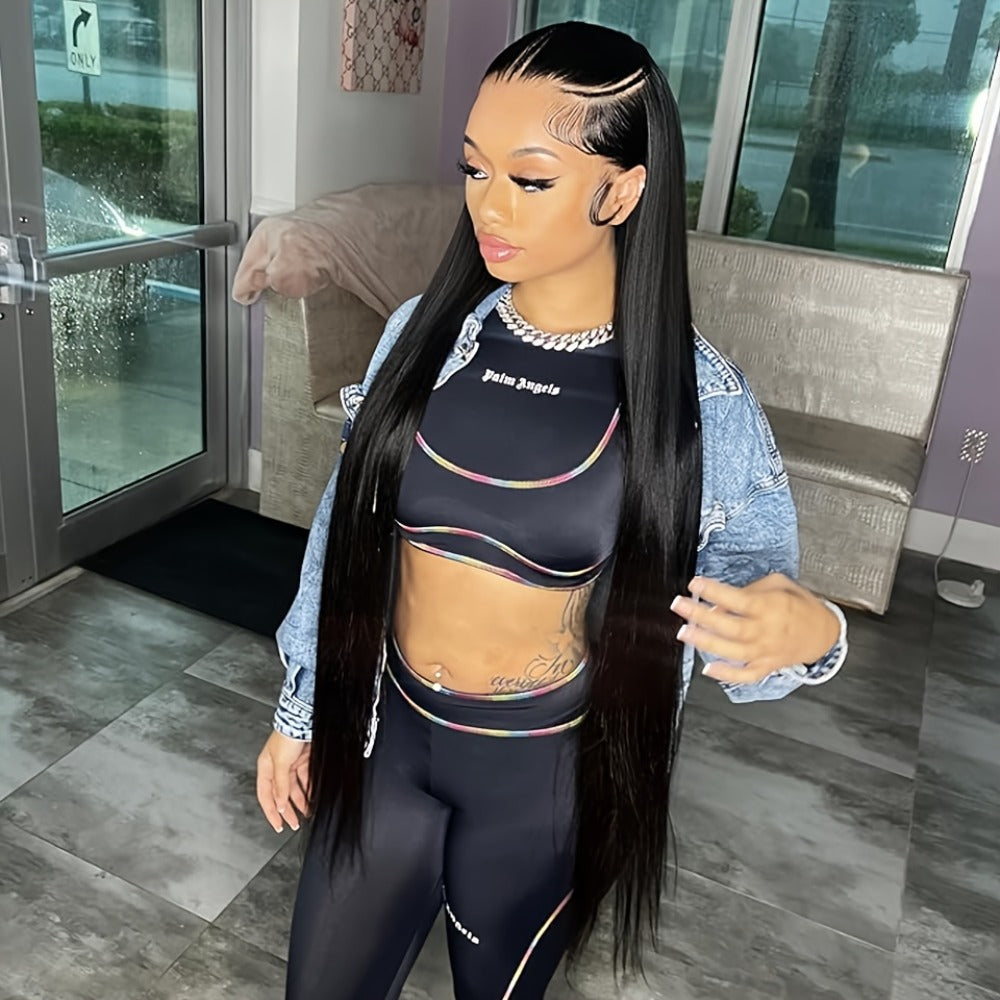13x4 HD Lace Front Wig Human Hair 200% Density Brazilian Straight Wig Pre-Plucked Baby Hair Ear to Ear Swiss Lace Glueless Natural Hairline 8-38 Inch