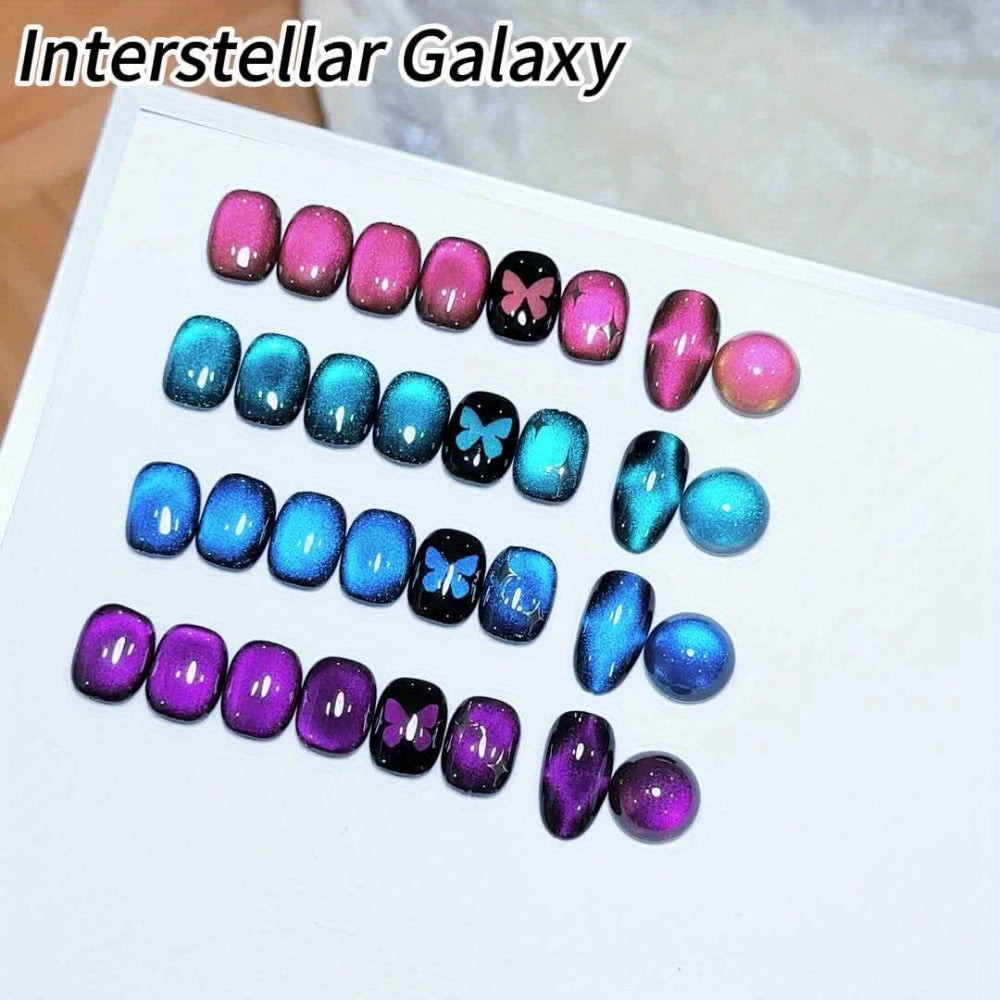 XEIJAYI Frame Bottle, Ultra-Bright Interstellar Galaxy Series Cat Eye 4-Color Set Gel Polish. Trendy Salon Cat Eye Nail Art with a Shiny Luster, Dazzling Cat Eye Effect, Strong And Non-Damaging to Nails, Salon-Quality Nail Art Design