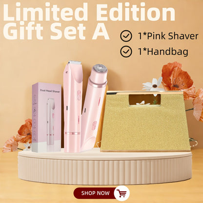 Electric Hair Trimmer for Women Dual Head Bikini Razor Face Body Shaver USB Rechargeable Multipurpose Hair Removal Tool Arms Legs Underarm