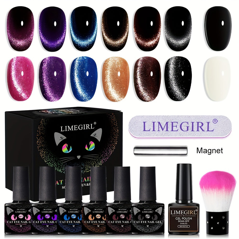 0.27oz Eye Cat Magnetic Gel Flash Gel Nail Polish Semi Permanent Gel Nail Art Decoration Magnetic Cat Eye Nail Gel Polishing Holographic Chameleon Nail Art Gel Varnish with Magnetic Sand Rubbing Category Applicable to Nail Salons AndHousehold