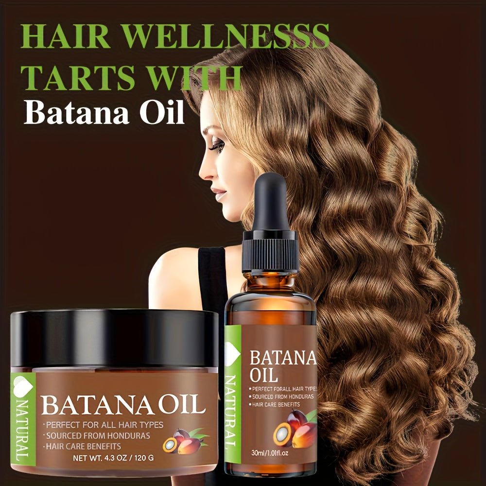 2pcs Natural Honduras Batana Hair Oil 4.3oz + Batana Essential Oil 1.01oz, Soft And Moisturizing Hair Care, Increase Hair Shine, Suitable for Dry And Damaged Hair, Make Hair Healthier, More Refreshed, Stronger, Scalp Nourishment, Lightweight Oil