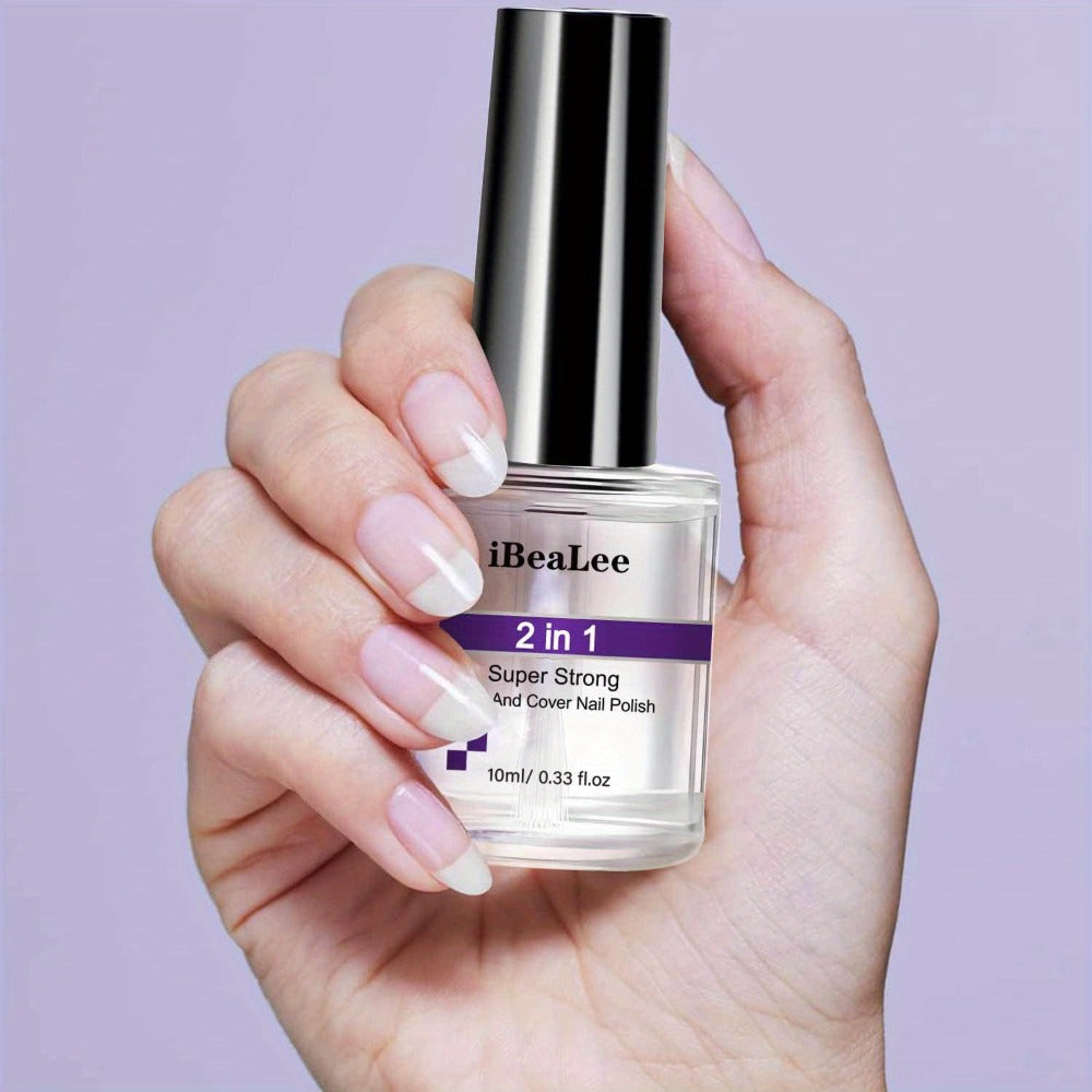 2-In-1 Super Strong Base And Cover Nail Polish - Long-Lasting, Chip-Resistant, High-Shine End - Nourishing Nail Care for Healthy, Beautiful Nails, Stop Nails from Chipping And Peeling