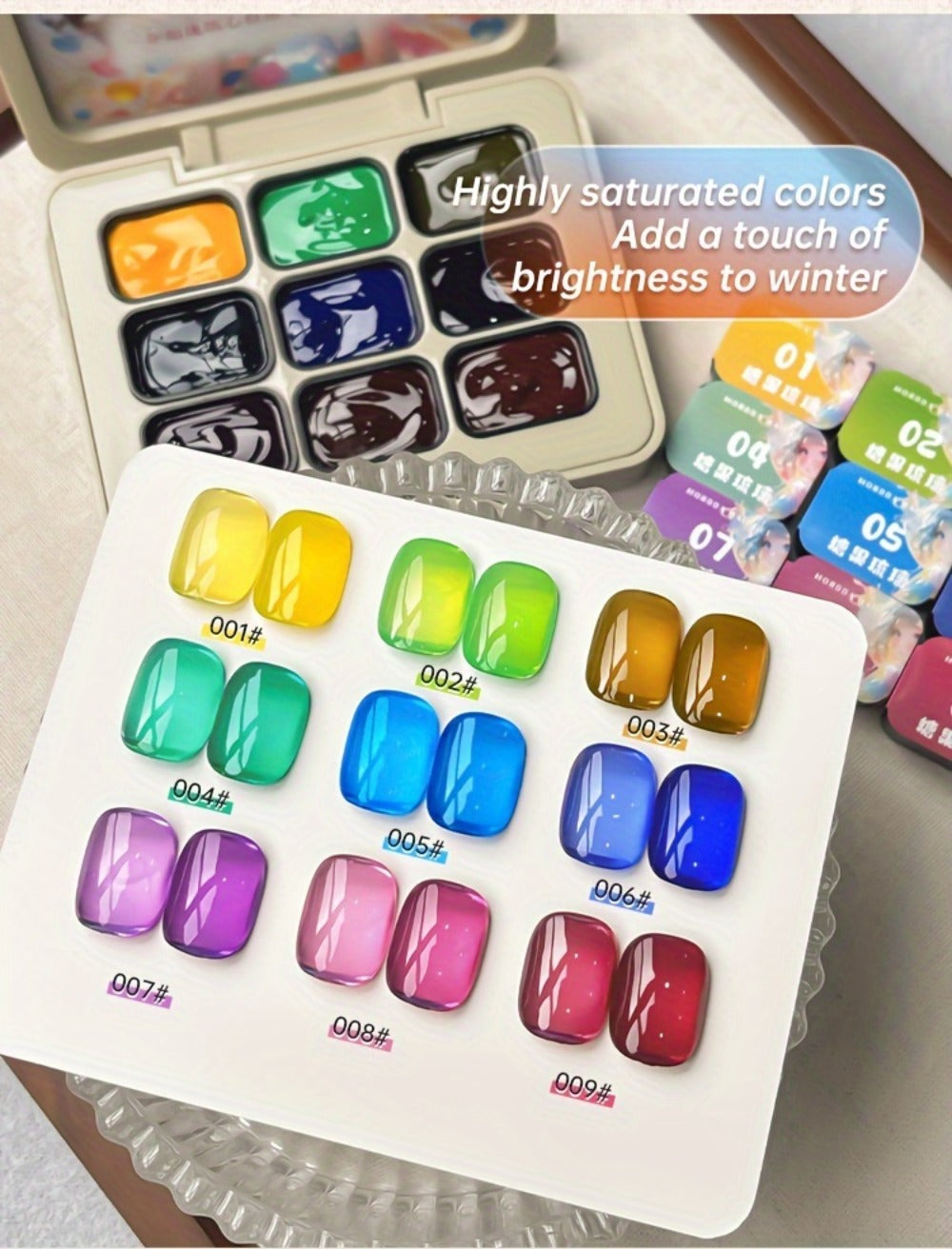 9 Shades for Fall And Winter: New Nail Polish That Is Durable And Long-Lasting, Featuring a Gradient Effect. Perfect for Manicures, Gift Ideas, Nail Salons, And Includes Glass Beads And Candy Gel