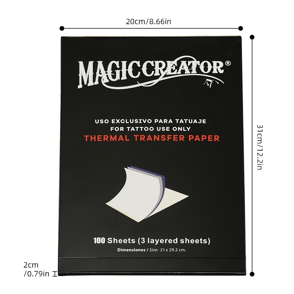 100pcs Tattoo Transfer Paper - Thermal Paper Transfer Board Paper, Tattoo Stencil Paper, 4 Layer Thermal Stencil for Professional Tattoo Supplies, Tattoo Drawing Paper - Tattoo Transfer Paper And Tattoo Drawing Accessories