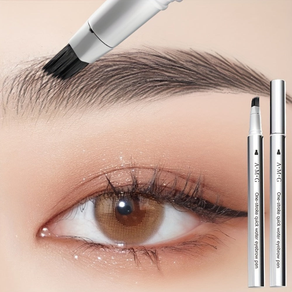 Eyebrow Pencil & Hairline Pen with Dense Brush - Waterproof Sweat-Proof Long-Lasting, 2-in-1 Natural Brow & Hairline Definition, Hair-Stroke Finish, Black Tea Grayish-Brown Chestnut Brown